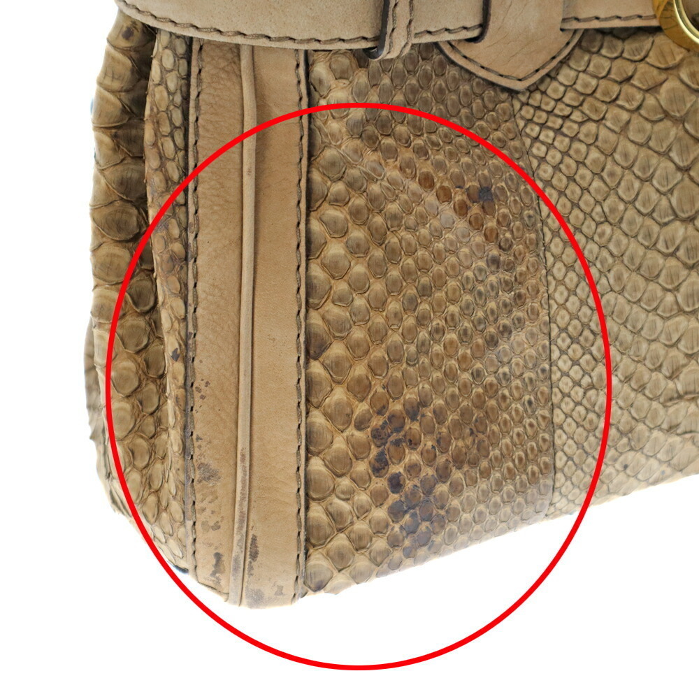 Gucci Shoulder Bag Python Leather Brown Beige - image 6